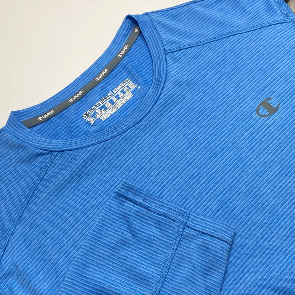 Champion PowerTrain Vapor Men's Striped Blue Tee